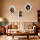 PRETYZOOM 12pcs Mini Frames Old DIY Miniature Hotel Home Rustic Poster Textured Oval Ornament Jewelry Props Vintage for Embossed Shop Small Hanging Wall Silver Frame Party Ornate Antique