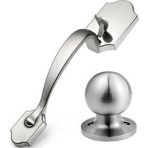 Voltstorm Lower Half Front Entry Handleset with Knob - Front Door Handle 304 Stainless Steel Silver Exterior Door Handle Lock Set