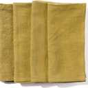 Caldo Linen Dinner Napkins - Rustic- Soft and Durable Cloth- Washable and Reusable - 4 Pack - 20x20 inch (Mustard)