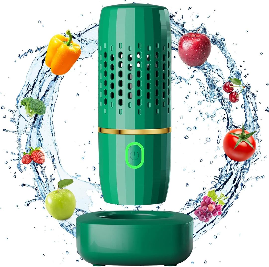 Fruit and Vegetable Washing Machine, Fruit and Vegetable Cleaner Device, Kitchen Gadget Food Purifier for Deep Cleaning Fruits, Vegetables, Rice, Meat and Tableware (Green)