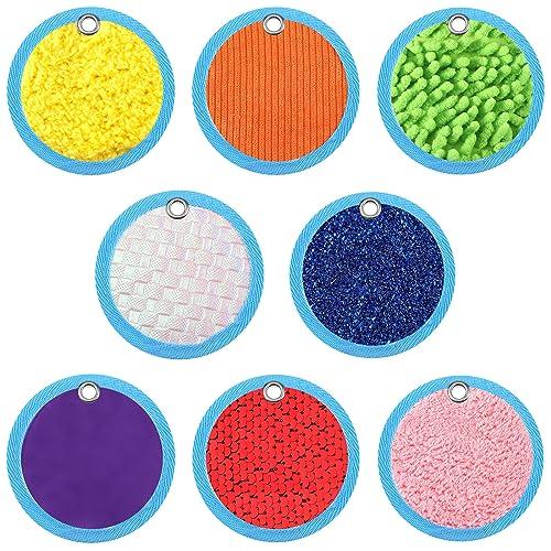 Boao 8 Set Mini Sensory Mats Assorted Textured Play Mats Sensory Floor Tiles Educational Tactile Toys for Activity(4 Inch,Round)