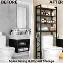 4-Tier Bathroom Organizer Shelf Over The Toilet Storage Cabinet with Feet Pad Over The Toilet Storage Rack with Adjustable Shelf and Basket Bathroom Shelves Above Toilet Bathroom Shelves, 23.6 x 9.4 x 68 inches