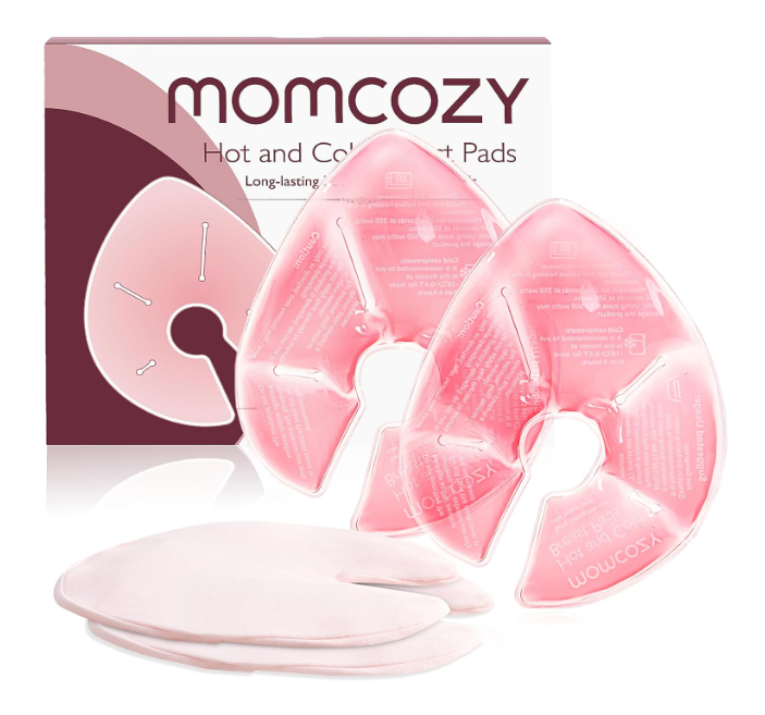 Momcozy Larger Breast Therapy Packs, Hot and Cold Breast Pads with 2 Soft Covers, Breastfeeding Essentials, Postpartum Recovery, 2 Pack, Pink