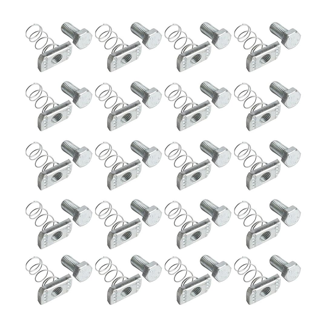 20 Pack Spring Channel Nut and 1/2" x 15/16" Bolt for All 1-5/8" Strut Channel. Channel strut Nuts, Spring Channel Steel Screws