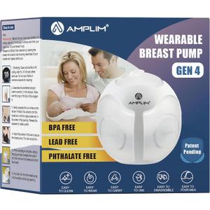 Amplim Manual Wearable in-Bra Breast Pump  Silicone Milk Catcher Shell, Hands-Free Let Down Suction, BPA Free, Leak-Proof, Passive Breastfeeding Milk Collector, 4oz (4OZ-White, 1, Count)