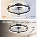 LEDIARY Ceiling Fans with Lights and Remote, 20'' Low Profile Ceiling Fan with Light, 3000-6000K Dimmable Fandelier LED Fan Light, 6 Wind Speeds, Black Modern Flush Mount Ceiling Fan for Bedroom
