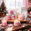 Sumind 24 Pack Pink Christmas Scented Candles for Christmas Home Women Gifts 3.5oz Natural Soy Wax Jar Candles Include 6 Different Scents for Xmas, New Year, and Winter Decor
