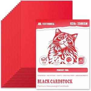Red Cardstock 8.5 x 11 Inch, 30 Sheet Card Stock, 92lb/250gsm Thick Cover Stock, Heavyweight Printer Paper for Invitations, Scrapbooking, Crafts, DIY Projects, Drawing & Decorations