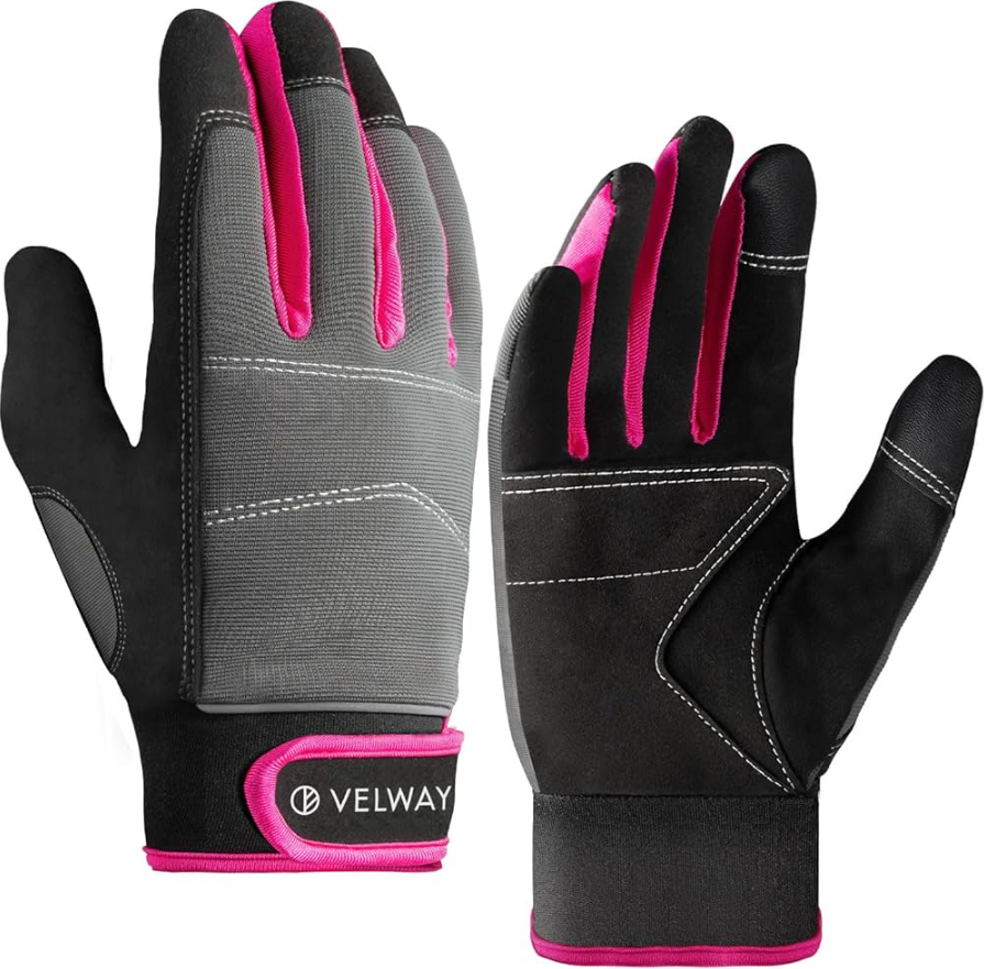 Velway Safety Work Gloves for Men Women Mechanic Working Touch Screen Utility Work Gloves for Construction Non-Slip Gloves, M