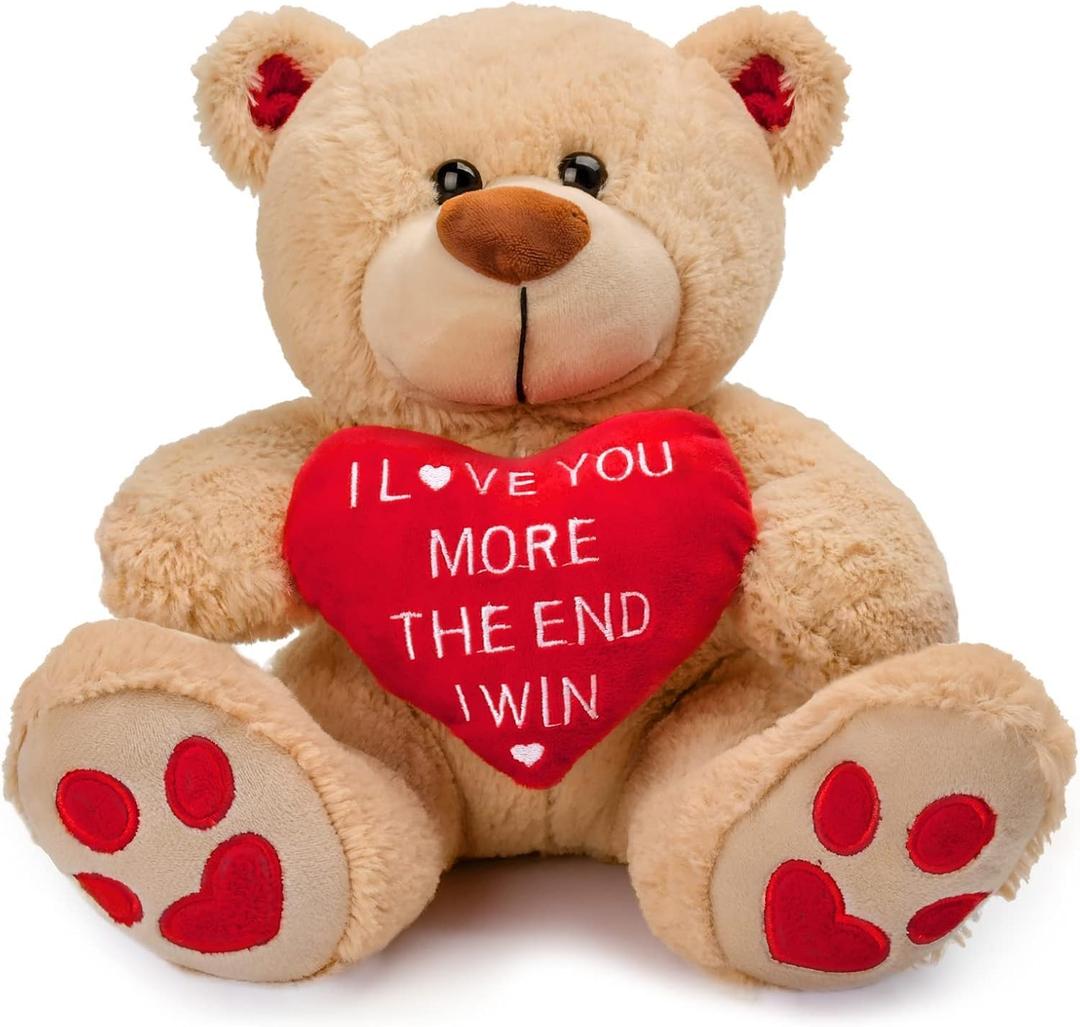CaseTank Valentines Day Gifts for Her Kids: 10 Inches Teddy Bear Funny Cute Stuffed Animal Plush Present, Valentines Day Birthday Gifts for Him Women Girlfriend Boyfriend Wife Mom Fiance (I Love You More the End I Win)