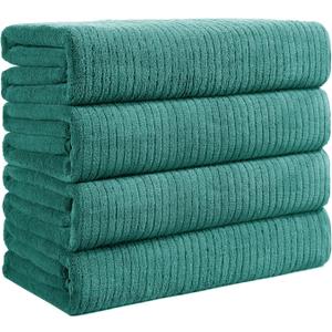 Bath Towels Set of 4 Extra Large 35 x 70 Inches, Luxury Thick High Absorbent and Quick Dry Bath Sheet, Ultra Soft Microfiber, Bathroom, Beach, Yoga, Sport, SPA, Fitness (Teal Green)