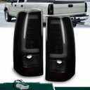Tail Light Pair Assembly Compatible with 2003 2004 2005 2006 Chevy Silverado 1500 2500 3500 LED Smoke Black Rear Brake Lamp, Replaces# GM2800174 19169002(Driver and Passenger Side)