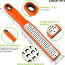 3 x Urbanstrive Cheese Grater With Handle, Lemon Zester Graters for Kitchen Stainless Steel, Hand Grater for Ginger Garlic Nutmeg Chocolate Fruits Vegetables, Sharp, Non-Slip Handle & Foot, Coarse Orange