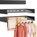Wall Mounted Clothes Drying Rack Folding Indoor, Foldable Laundry Drying Rack Collapsible,Invisible, Space Saving, Retractable Towel Drying Rack, with Wall Template(6 Drying Rods, Black 40")
