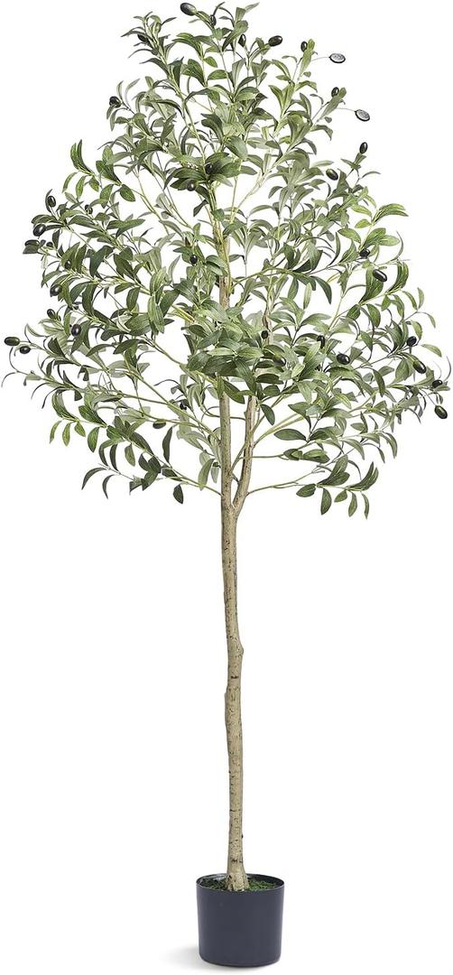 VEVOR Artificial Olive Tree, 5 FT Tall Faux Plant, Secure PE Material & Anti-Tip Tilt Protection Low-Maintenance Plant, Lifelike Green Fake Potted Tree for Home Office Christmas Decor Indoor Outdoor