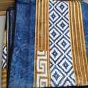 Premium Indoor Area Rug, 6x8ft, Contemporary Simple Geometric and Gold Border Design Navy Blue Rug, Non-Slip Non-Shedding, Comfortable and Casual
