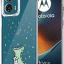 Unov Case for Moto Edge 50 Fusion 5G / G85 5G / S50 NEO 5G / G96 5G, Crystal Clear with [Anti-Slip Embossed Pattern], Shockproof Slim Protective [Anti-Yellowing TPU] Back Cover, Rainbow Dinosaur