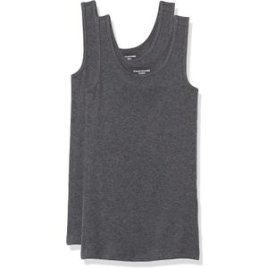 Amazon Essentials Women's Slim-Fit Scoop Neck Tank Top, Pack of 2,Black M