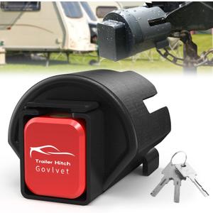Trailer Lock Fits 2" and 2-5/16" Couplers - Heavy Duty Anti-Theft Trailer Hitch Locks, Ultra-Thick Solid Steel Trailer Coupler Locks Tongue Lock, Camper Accessories for RV, Trailer, Boat (Red)