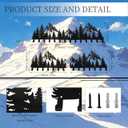 Large Black Mountain Wall Decor Coat Rack with 14 Hooks, Decorative Forest Wall Hanger for Cabin Entryway Front Door Bathroom Kitchen Office Home Wall Mount Holder for Key, Hat, Bag, Cloth