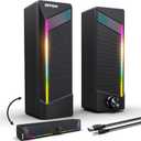 Computer Speakers, 2 in 1 PC Speaker , Gaming Speakers for PC Computer Laptop Desktop Monitor, RGB Speakers with Touch Sensitive Lighting, USB Powered 3.5mm AuxPackage Only Two Speaker, No Soundbar