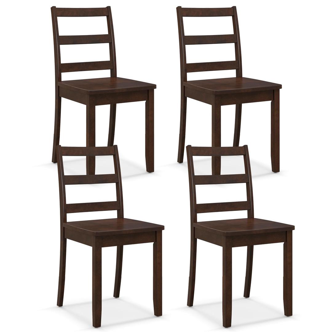 Giantex Wood Dining Chairs Set of 4 - Wooden Armless Kitchen Chairs with Solid Rubber Wood Legs