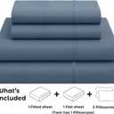 Pure Bedding Full Sheet Set - Luxury 1800 Ultra-Soft Microfiber Full Bed Sheets - Double Brushed - Deep Pockets - Easy Fit - 4 Piece Set - Bedding Sheets & Pillowcases (Full, Ash Blue)