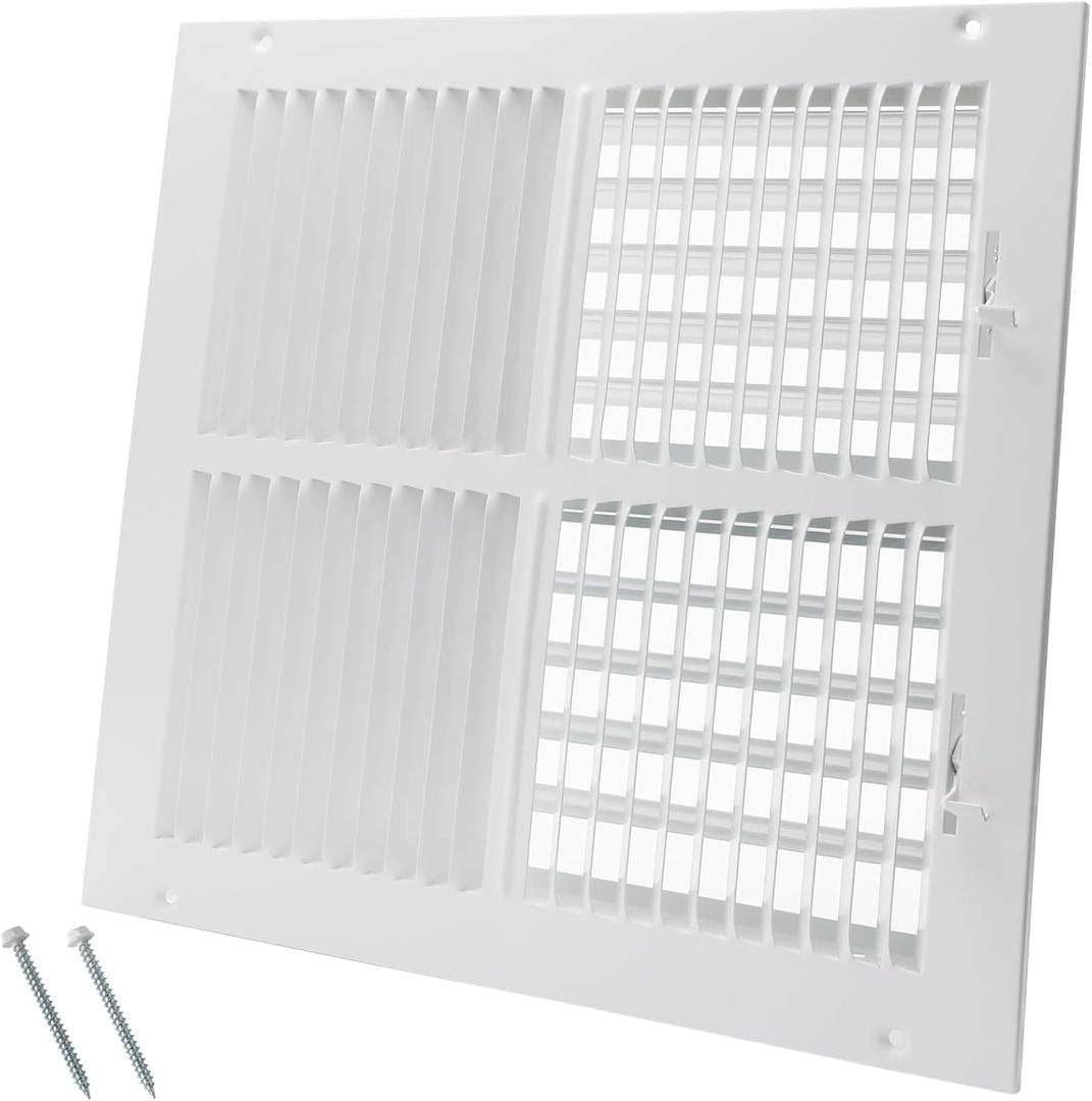 12 x 12 Inch [Duct Opening] Air Vent Covers for Wall or Ceiling - High Airflow 2 Way Steel Ventilation - Adjustable Wall/Ceiling Register, 13-3/4 Inch x 13-3/4 Inch [Overall Dimensions]
