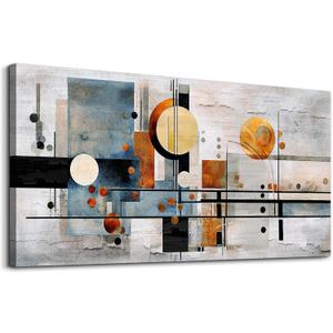 MHARTK66 Boho Wall Art For Living Room Wall Decorations For Office Bedroom Home Wall Decor Color Block Line Pictures Canvas Prints Abstract Pictures Artwork Hotel Room Decor Ready To Hang