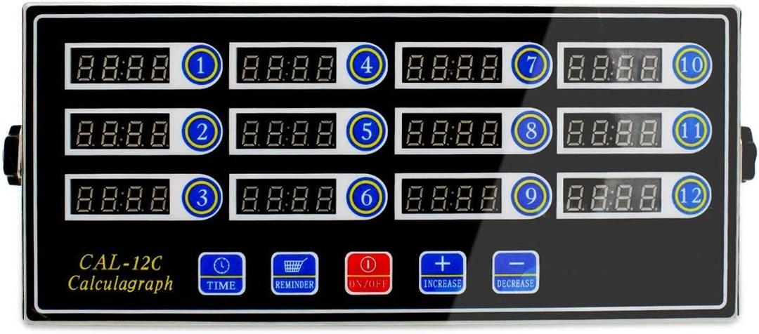 Commercial 12 Channels Kitchen Timer Multi Digital LED Display Cooking Reminder with Loud Alarm Stainless Steel for Restaturant Home Kitchen Use