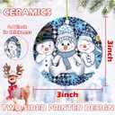 Snow Man Christmas Ornaments for Christmas Tree Snow Man Tree Ceramic Ornament Hanging Snowmen Ornaments for Xmas Holiday Home Decor Gift Exchanges Idea Party Supplies(Three1)