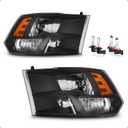 Headlights W/Bulbs for 2009-2018 Dodge Ram 1500/2010-2018 Dodge Ram 2500 3500 Quad Pickup R+L (  -  )