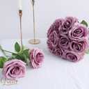 LVEFIT 12pcs Artificial Rose Flower Mauve Rose Flower with Long Stem Silk Roses Bouquet for Wedding Bridal Shower Party Home Decoration