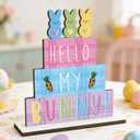 Easter Decorations Peeps Decorations Easter Bunny Decorations Carrot Decor Wooden Table Decor for Home Office Living Room Bathroom Bedroom Farmhouse Shelves Desk 6.4x6.4x0.2 inches