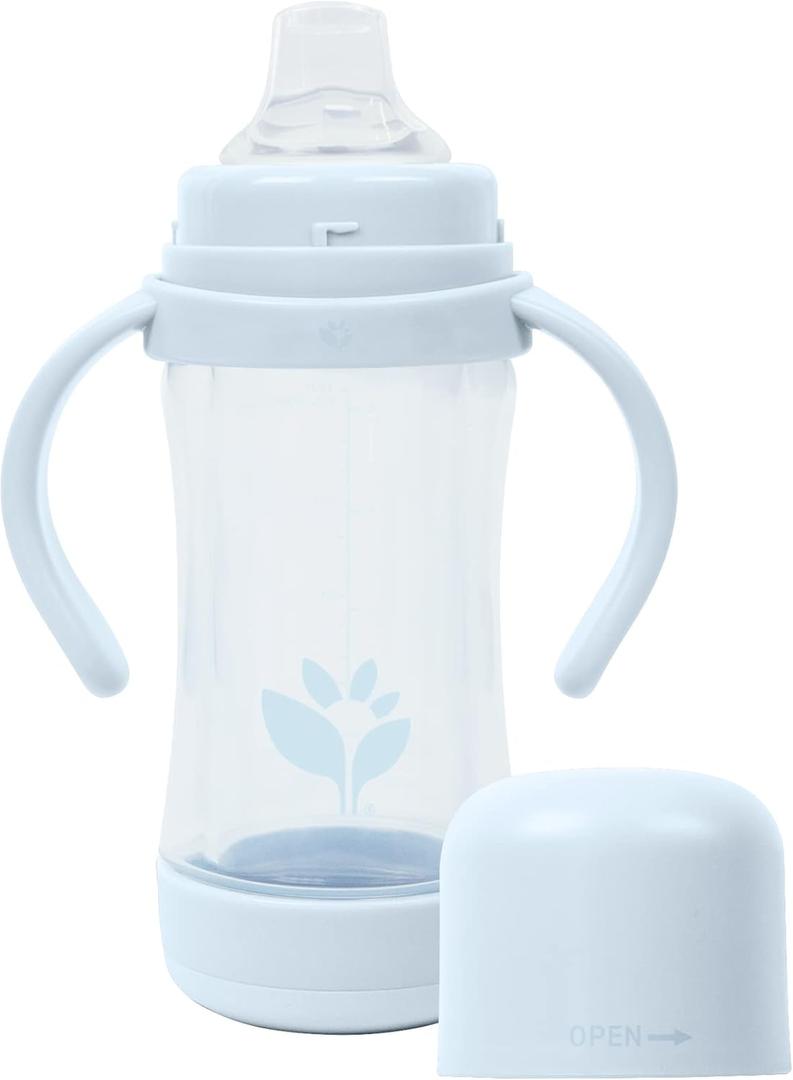 green sprouts Glass & Sprout Ware Sip & Straw 5oz., 6mo+, Plant-Plastic, Platinum-Cured Silicone, Dishwasher Safe, Grows with Baby, Tested for Hormones, 5oz, Light Blueberry
