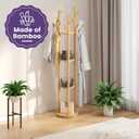 Rotating Coat Rack, Freestanding Coat Rack with 3 Shelves and 9 Hooks Clothes Organizer Coat tree for Bedroom, Entryway, Livingroom (Natural)