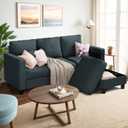 Shintenchi 79 Inch Convertible Sectional Sofa Couch, Modern Linen Fabric L-Shaped , 3-Seat Sofa Sectional with Reversible Chaise for Living Room, Apartment and Small Space (Dark Grey)