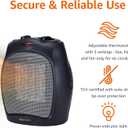 Amazon Basics Ceramic Space Heater, Portable Indoor Heating Solution, With Overheat and Tip-Over Protection, Thermostat, Non-Oscillating, 1500W, 7.52"D x 6.34"W x 9.45"H, Black