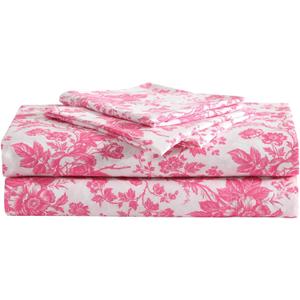 Betsey Johnson - Queen Bed Sheets, Soft & Lightweight Bedding, Fade & Wrinkle Resistant (Betseys Toile Pink, Queen)