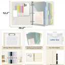 1 Inch 3 Ring Linen Binder Organizer, BVSSX Three Ring Binders with Clipboard, Plastic Folder, 5-Tabs Pocket Dividers with Sticker Labels, Pen Loop, Elastic Strap (Beige, Letter Size)