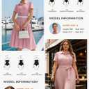 GRACE KARIN Women's 2026 Summer Midi Work Dress Short Sleeve Button Shirt Dresses A Line Pleated Belt Business Casual Dresses (Pink, S)