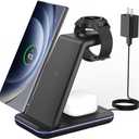 JoyGeek Wireless Charger for Samsung, 3 in 1 Charging Station for S26/S25/S24/S23/S22/S21/S20/Note20/Z Fold&Flip Series, Galaxy Watch8/7/6/5/4/3/Active2/1, Buds 3 Pro