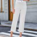 GRAPENT Cropped Jeans for Women High Waisted Straight Leg Embellished Rhinestone Concert Party Night Out Sparkly Jeans (White, M)