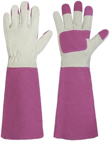 HANDLANDY Rose Pruning Gardening Gloves for Men & Women, Thornproof Long Gauntlet Gloves, Pigskin Leather - Breathable & Durability (Small)
