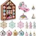 70 Pcs Christmas Ball Ornaments Assorted Shatterproof Hanging Decor for Christmas Tree Decorative Vintage Traditional Ornaments Bulk Holiday Party Decorations (Pink,Gold,Bear)