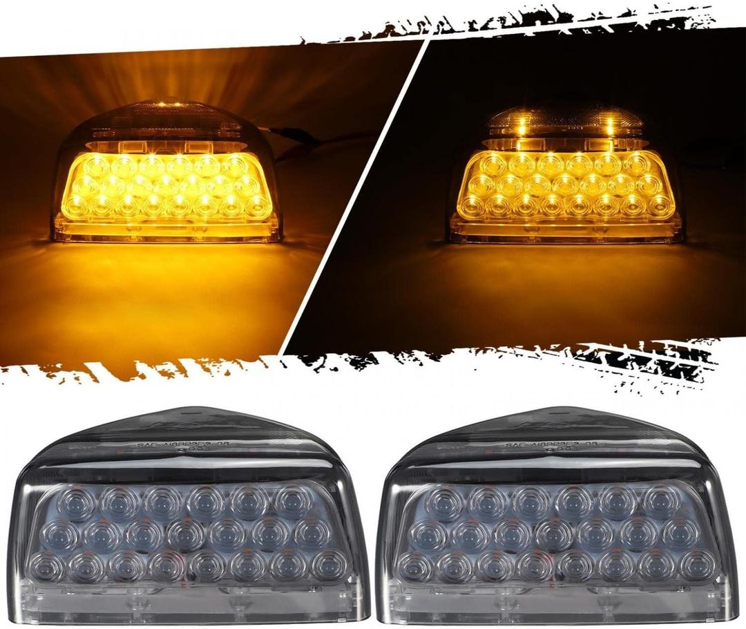 Partsam 2Pcs Amber 31LED Headlight Front Turn Signal Lights with 3 Wire Replacement for Peterbilt 379 359 357 365 378, Smoke Lens