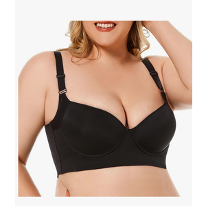 Women's Plus Size Bra Seamless Deep V Support Soft Underwire Push-up Bras Adjustable Straps Bralette 14x9'