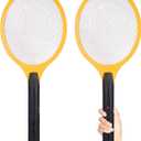 Electric Fly Swatter Handheld Bug Zapper - Indoor Outdoor 20in Zapping Racket for Pest Mosquito & Flies - Battery Powered Safe to Touch with 3-Layer Safety Mesh, Large Size, Pack of 2