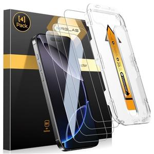 MRGLAS 4-Pack Screen Protector for iPhone 16 Pro [9H+ Military-grade Aerospace Glass][Auto-Alignment Kit][HD Clear] Shatterproof Tempered Glass Film for 16 Pro 6.3" Case-Friendly, Zero-bubble