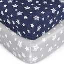 Crib Sheets for Boys or Girls 2 Pack, Fitted Crib Sheet for Standard Size Crib and Toddler Mattresses, Soft and Breathable Material, Grey & Navy | 52"X28"X 8"